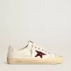 Damen-Sneaker V-Star aus weißem Nappaleder mit rotem Glitzerstern