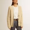 Damen-Strickjacke aus Baumwolle mit Stickerei auf der Vorderseite