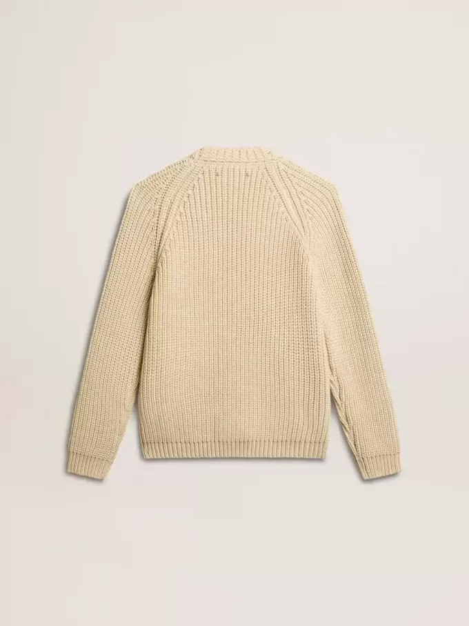 Damen-Strickjacke aus Baumwolle mit Stickerei auf der Vorderseite
