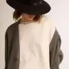 Damen-Strickjacke aus melierter grauer Baumwolle mit Logo auf der Rückseite