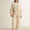 Damen-Strickjacke aus Seide und Viskose mit Nadelstreifenmotiv