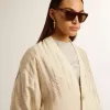 Damen-Strickjacke aus Seide und Viskose mit Nadelstreifenmotiv