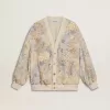 Damen-Strickjacke mit Blumenprint und Stickerei