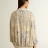 Damen-Strickjacke mit Blumenprint und Stickerei