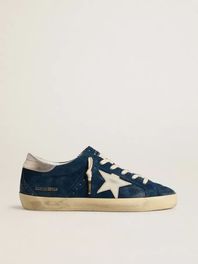 Damen-Super-Star LTD aus blauem Wildleder mit weißem Stern Damen-Super-Star LTD aus blauem Wildleder mit weißem Stern