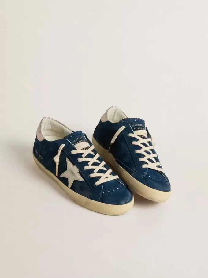 Damen-Super-Star LTD aus blauem Wildleder mit weißem Stern Damen-Super-Star LTD aus blauem Wildleder mit weißem Stern