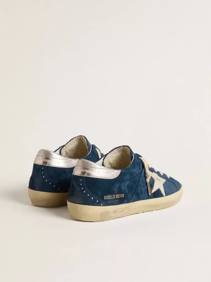 Damen-Super-Star LTD aus blauem Wildleder mit weißem Stern Damen-Super-Star LTD aus blauem Wildleder mit weißem Stern
