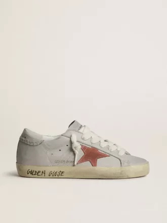 Damen-Super-Star LTD aus grauem Leder mit ziegelrotem Wildlederstern