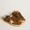 Damen-Super-Star LTD aus Ponyfell mit Leopardenmuster, Lederstern und Fersenlasche Damen-Super-Star LTD aus Ponyfell mit Leopardenmuster, Lederstern und Fersenlasche