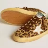 Damen-Super-Star LTD aus Ponyfell mit Leopardenmuster, Lederstern und Fersenlasche Damen-Super-Star LTD aus Ponyfell mit Leopardenmuster, Lederstern und Fersenlasche