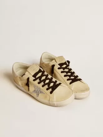 Damen-Super-Star LTD aus Wildleder mit Glitzerstern und Lederlasche am Absatz