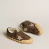 Damen-Super-Star Penstar LTD aus braunem Leder mit rosa Wildlederstern Damen-Super-Star Penstar LTD aus braunem Leder mit rosa Wildlederstern