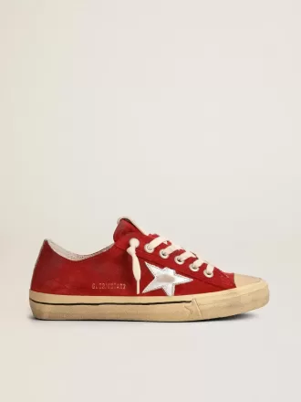 Herren-Sneaker V-Star LTD aus dunkelrotem Wildleder mit silbernem Stern und Fersenlasche