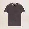 Damen-T-Shirt in Anthrazitgrau mit Kristallen
