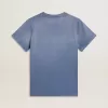 Damen-T-Shirt in verblasstem Hellblau mit Aufdruck auf der Brust