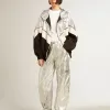 Damen-Windjacke aus silbernem und schwarzem Funktionsstoff