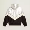 Damen-Windjacke aus silbernem und schwarzem Funktionsstoff