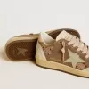 Damenball Star aus braunem Wildleder mit Lederstern und Fersenlasche Damenball Star aus braunem Wildleder mit Lederstern und Fersenlasche