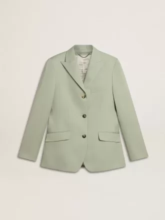 Damenblazer aus salbeigrüner Wolle