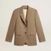 Damenblazer in Taubengrau mit doppelter Knopfleiste