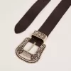 Damengürtel aus schwarzem Leder mit silberverzierter Schnalle Damengürtel aus schwarzem Leder mit silberverzierter Schnalle