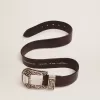 Damengürtel aus schwarzem Leder mit silberverzierter Schnalle Damengürtel aus schwarzem Leder mit silberverzierter Schnalle