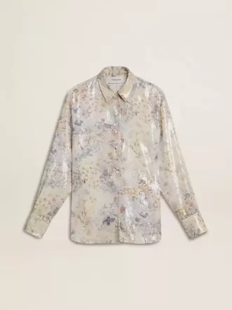 Damenhemd mit mehrfarbigem Blumen-Paillettenprint