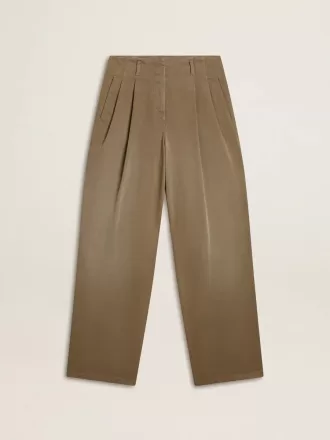 Damenhose aus Baumwolle in Khaki
