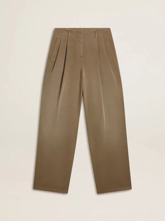 Damenhose aus Baumwolle in Khaki
