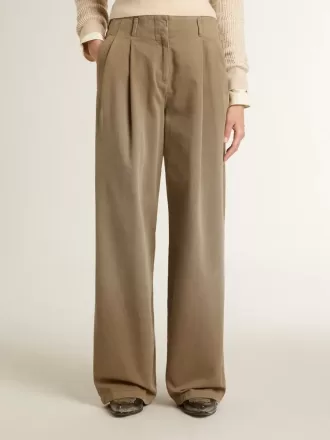 Damenhose aus Baumwolle in Khaki