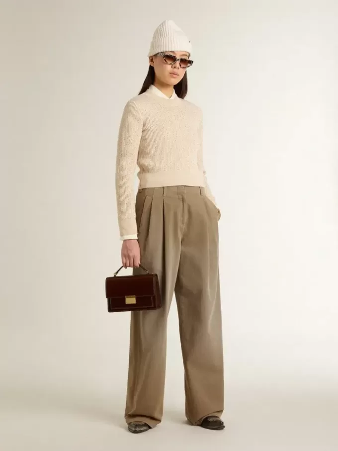 Damenhose aus Baumwolle in Khaki