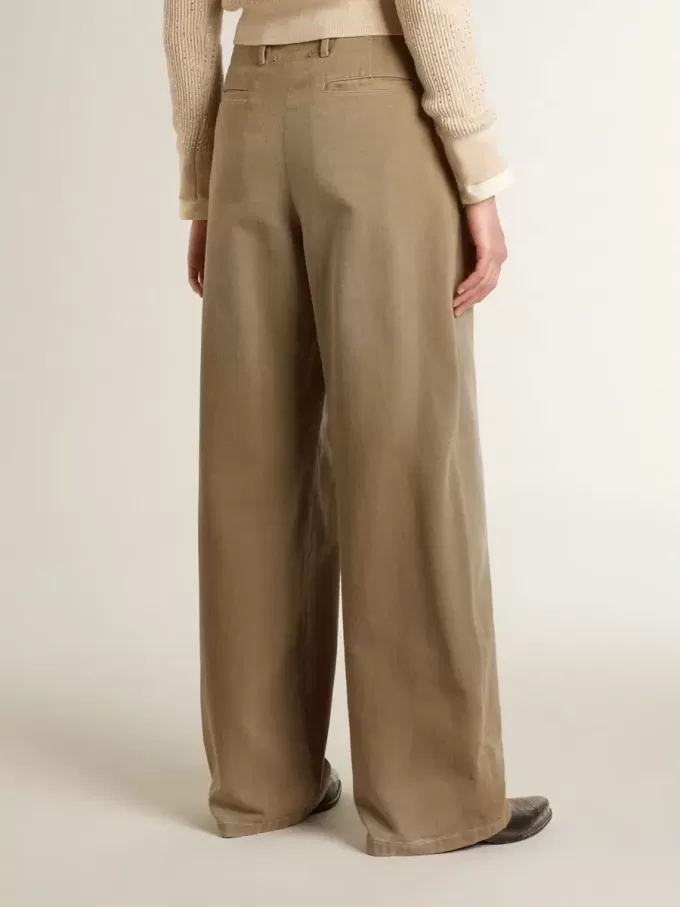 Damenhose aus Baumwolle in Khaki