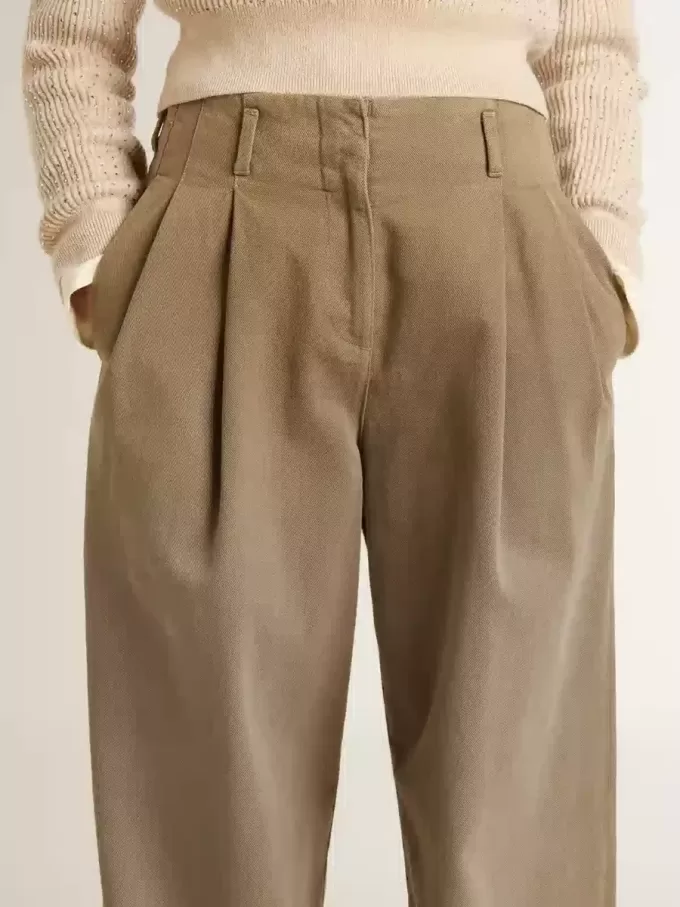 Damenhose aus Baumwolle in Khaki