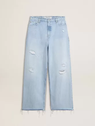 Damenhose aus Denim mit Used-Effekt
