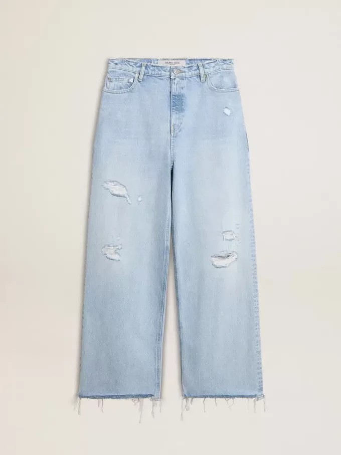 Damenhose aus Denim mit Used-Effekt Damenhose aus Denim mit Used-Effekt