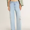 Damenhose aus Denim mit Used-Effekt Damenhose aus Denim mit Used-Effekt