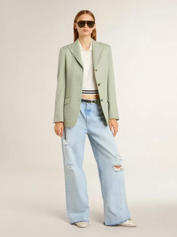 Damenhose aus Denim mit Used-Effekt Damenhose aus Denim mit Used-Effekt