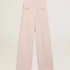 Damenhose aus rosa, maßgeschneidertem Wollstoff Damenhose aus rosa, maßgeschneidertem Wollstoff