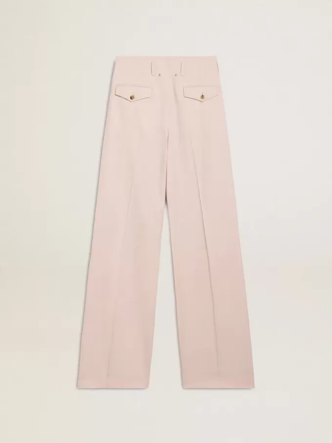 Damenhose aus rosa, maßgeschneidertem Wollstoff Damenhose aus rosa, maßgeschneidertem Wollstoff