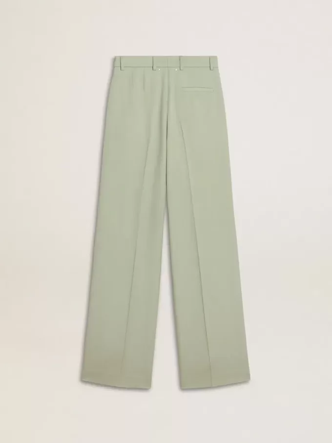 Damenhose aus salbeigrüner Wolle