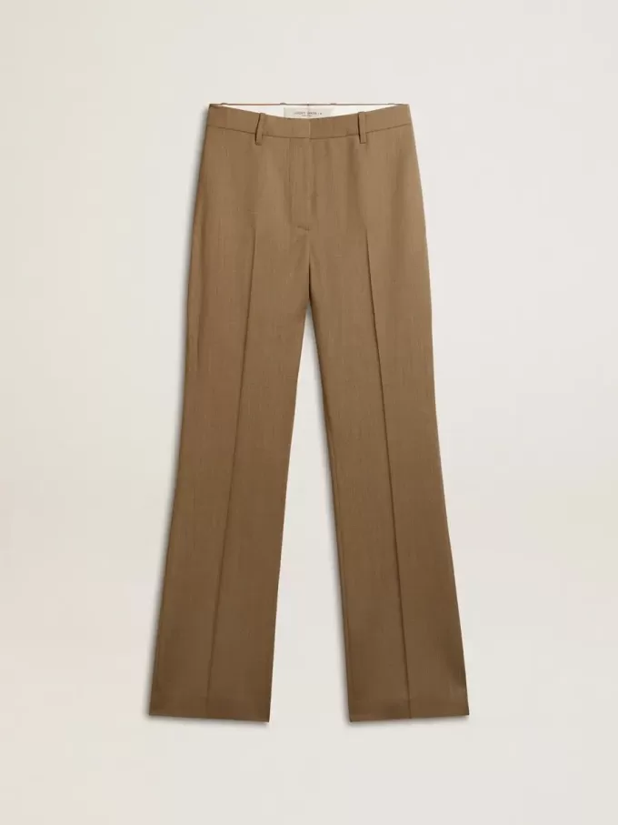 Damenhose aus taubengrauem, maßgeschneidertem Wollstoff Damenhose aus taubengrauem, maßgeschneidertem Wollstoff