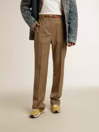 Damenhose aus taubengrauem, maßgeschneidertem Wollstoff