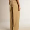 Damenhose aus Wollgabardine in Sand