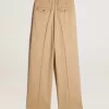 Damenhose aus Wollgabardine in Sand