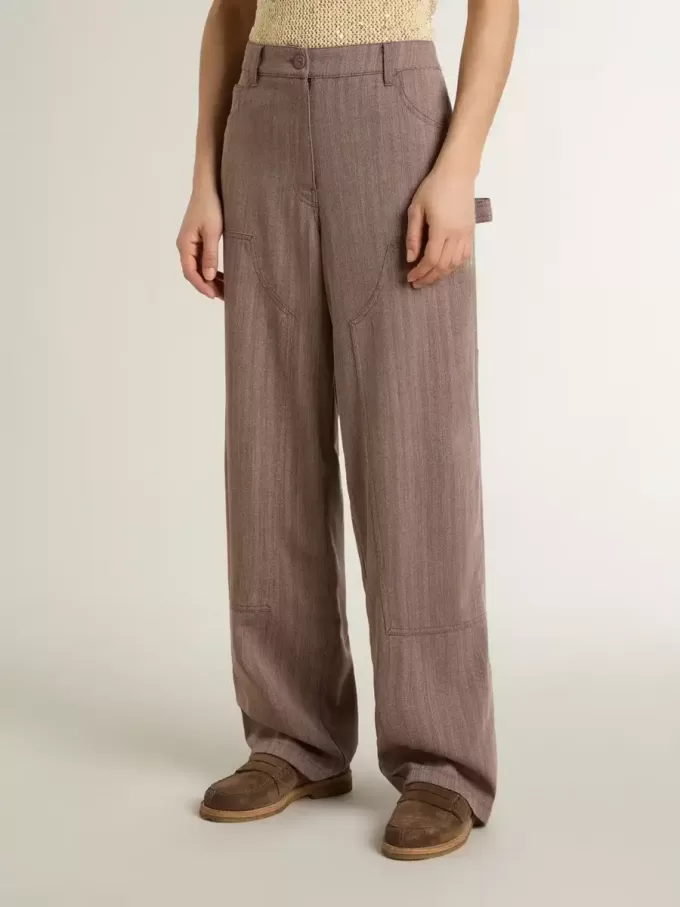 Damenhose aus Wollmischung in Hellbraun mit Mikro-Chevronmuster Damenhose aus Wollmischung in Hellbraun mit Mikro-Chevronmuster