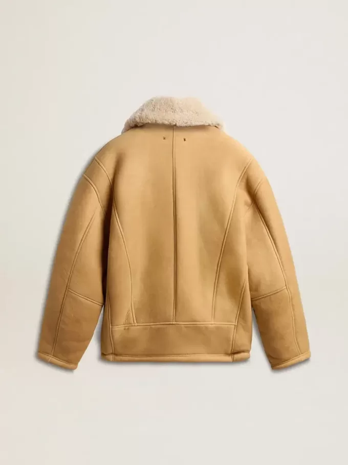 Damenjacke aus Schafsleder mit breitem Schaffellkragen Damenjacke aus Schafsleder mit breitem Schaffellkragen