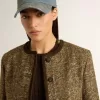 Damenjacke „Journey” aus Wolltweed mit Details aus kaffeefarbenem Wildleder Damenjacke „Journey” aus Wolltweed mit Details aus kaffeefarbenem Wildleder