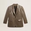 Damenjacke mit Hahnentrittmuster und durchgehender Paillettenstickerei Damenjacke mit Hahnentrittmuster und durchgehender Paillettenstickerei