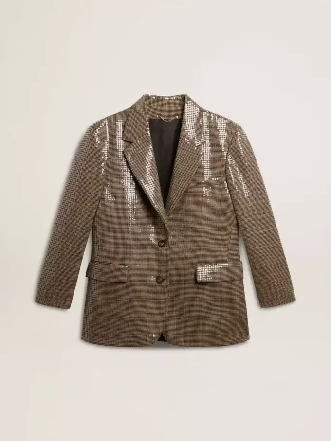 Damenjacke mit Hahnentrittmuster und durchgehender Paillettenstickerei Damenjacke mit Hahnentrittmuster und durchgehender Paillettenstickerei