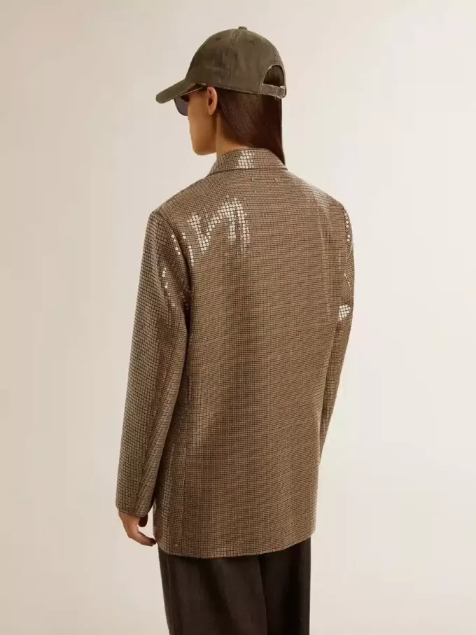 Damenjacke mit Hahnentrittmuster und durchgehender Paillettenstickerei Damenjacke mit Hahnentrittmuster und durchgehender Paillettenstickerei